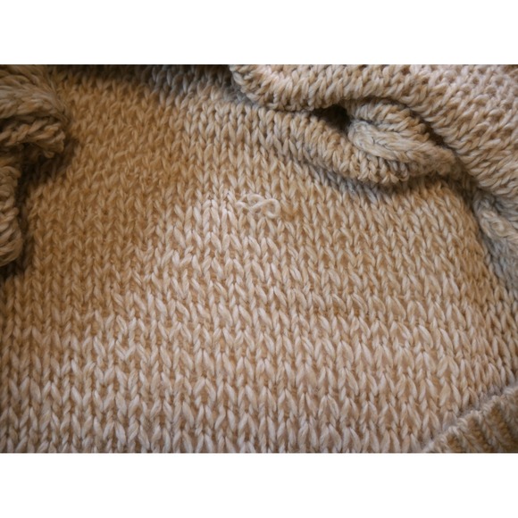 Eddie Bauer Women Beige Cable Knit Turtleneck Poncho Sweater Wool Blend ML - Picture 9 of 10